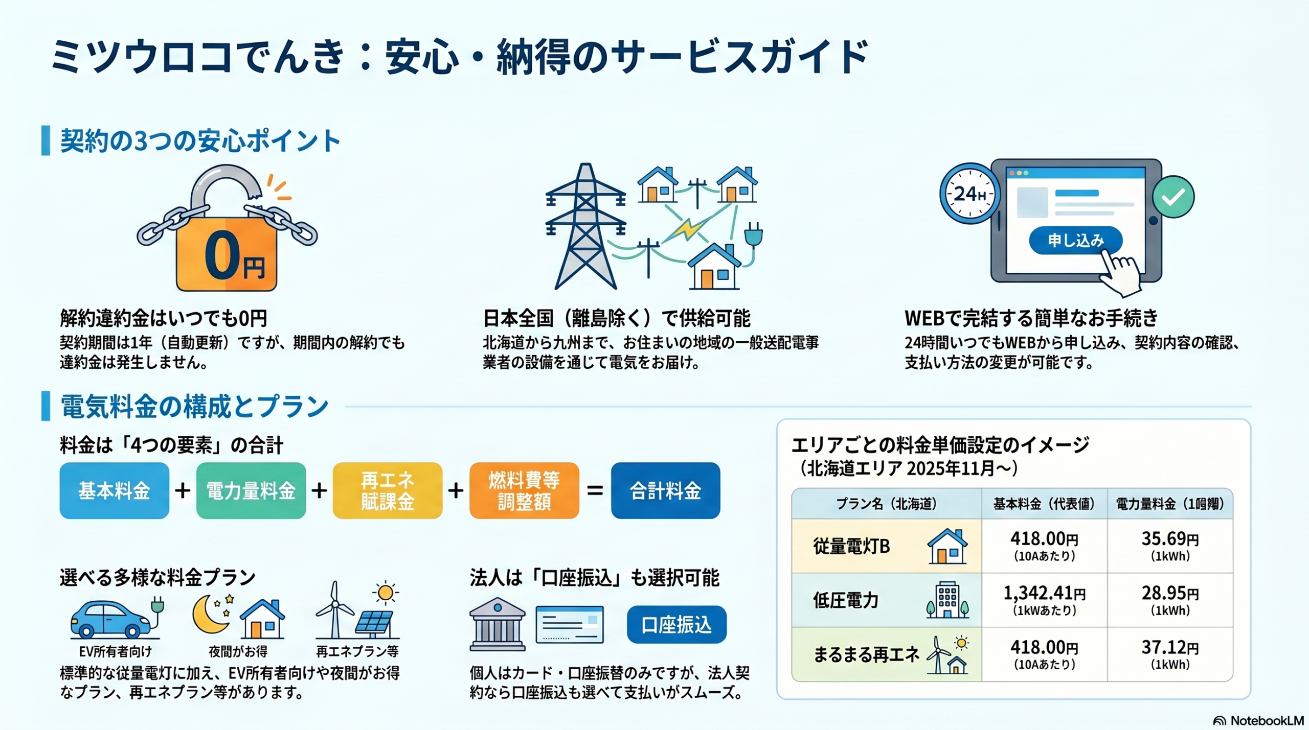 ミツウロコでんきのインフォグラフィック